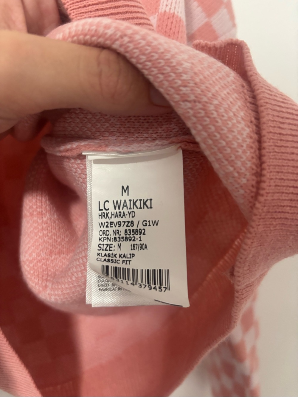 LCW casual pink checkered relaxed fit cropped cardigan - Picture 8 of 10